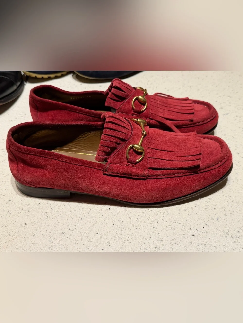 Gucci Red Horsebit 1953 Suede loafers